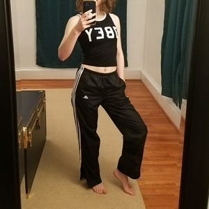 Adidas black striped track pants